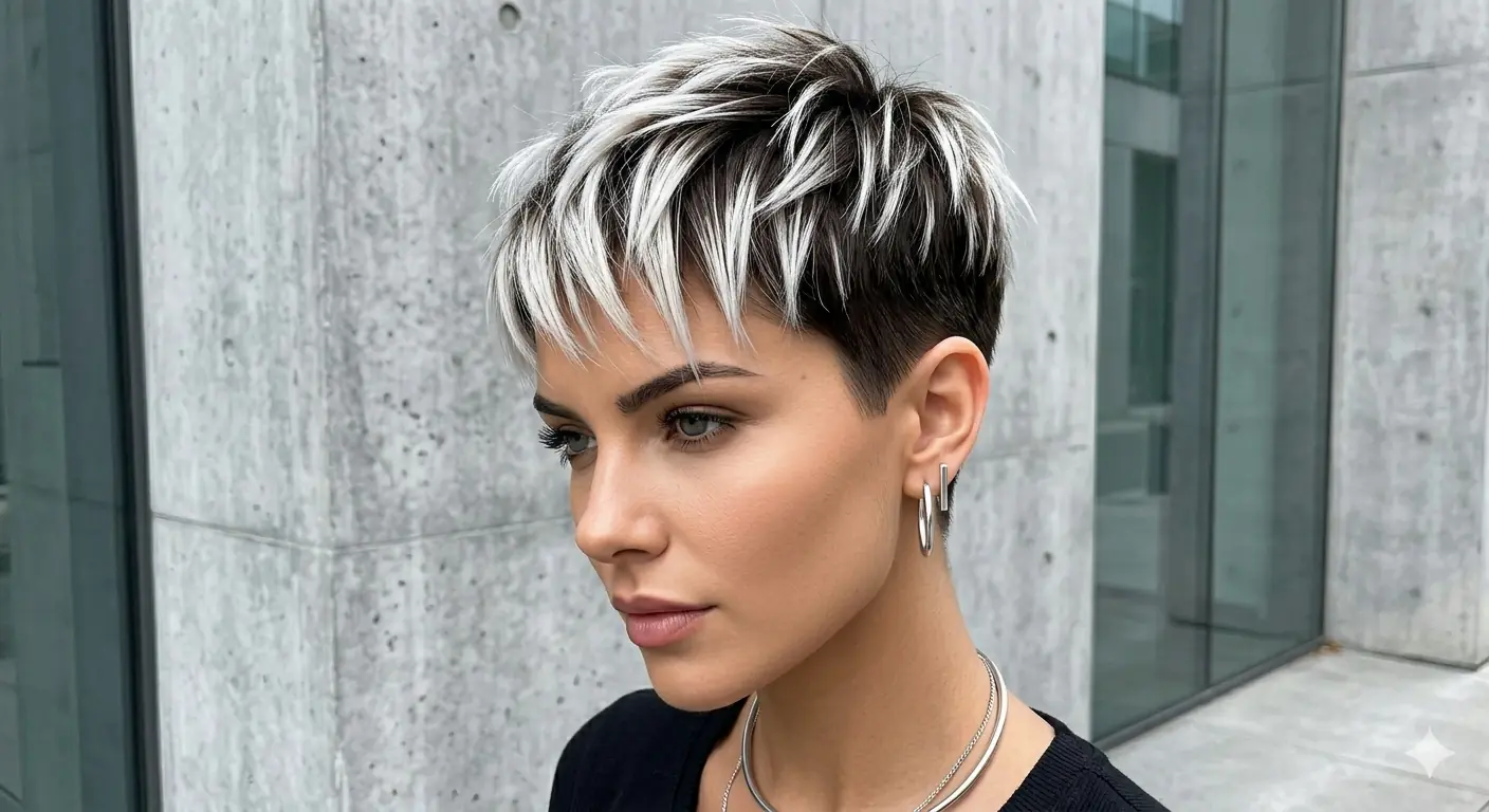 Frosted Tips and Dark Roots for High Contrast Cool Look