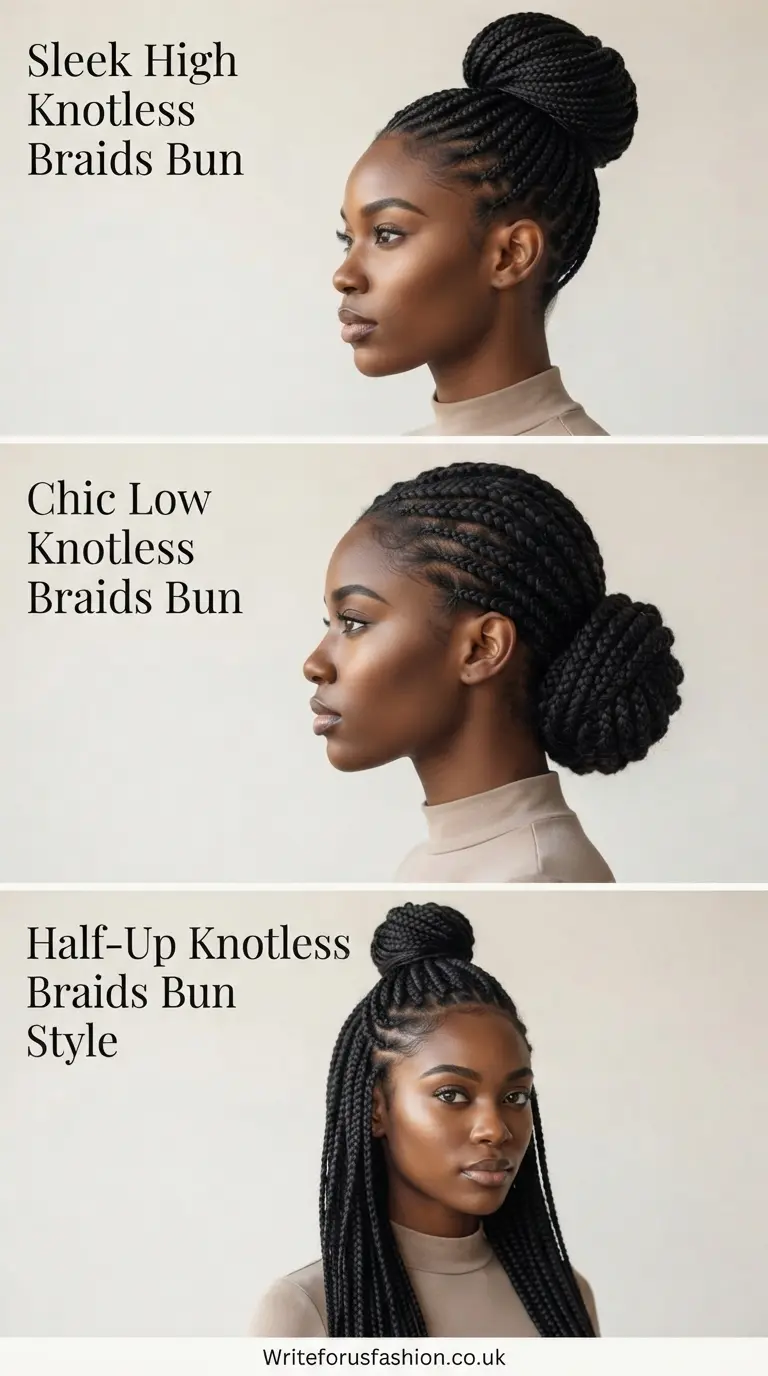 20 Gorgeous Knotless Braids Bun Hairstyles for Women to Inspire Your Next Look 2 Braids Bun Hairstyles for Women part1