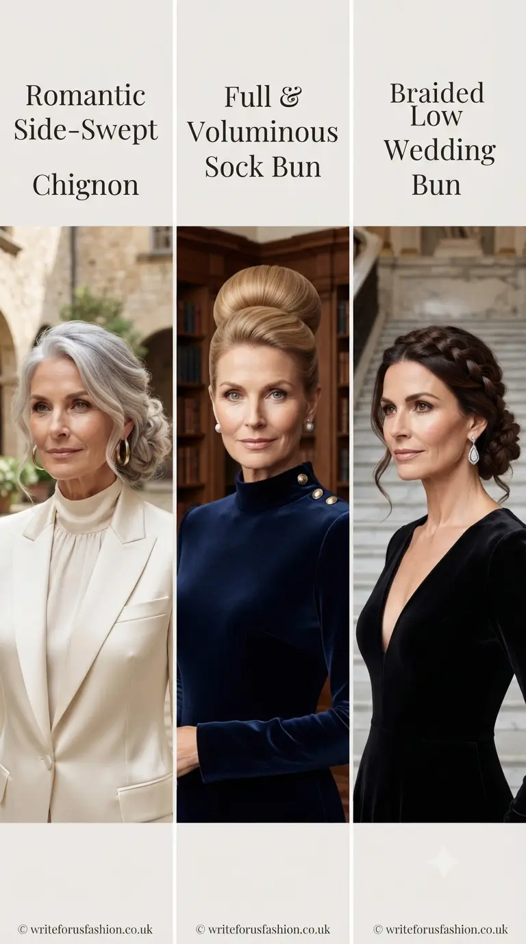 20 Best Wedding Bun Hairstyles for Older Women 3 Elegant Wedding Bun Hairstyles for Older Women part 2