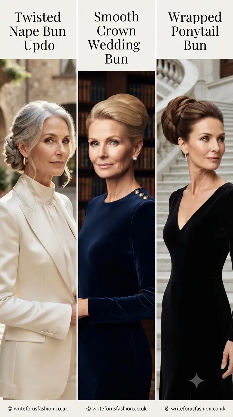 20 Best Wedding Bun Hairstyles for Older Women 4 Elegant Wedding Bun Hairstyles for Older Women part 3