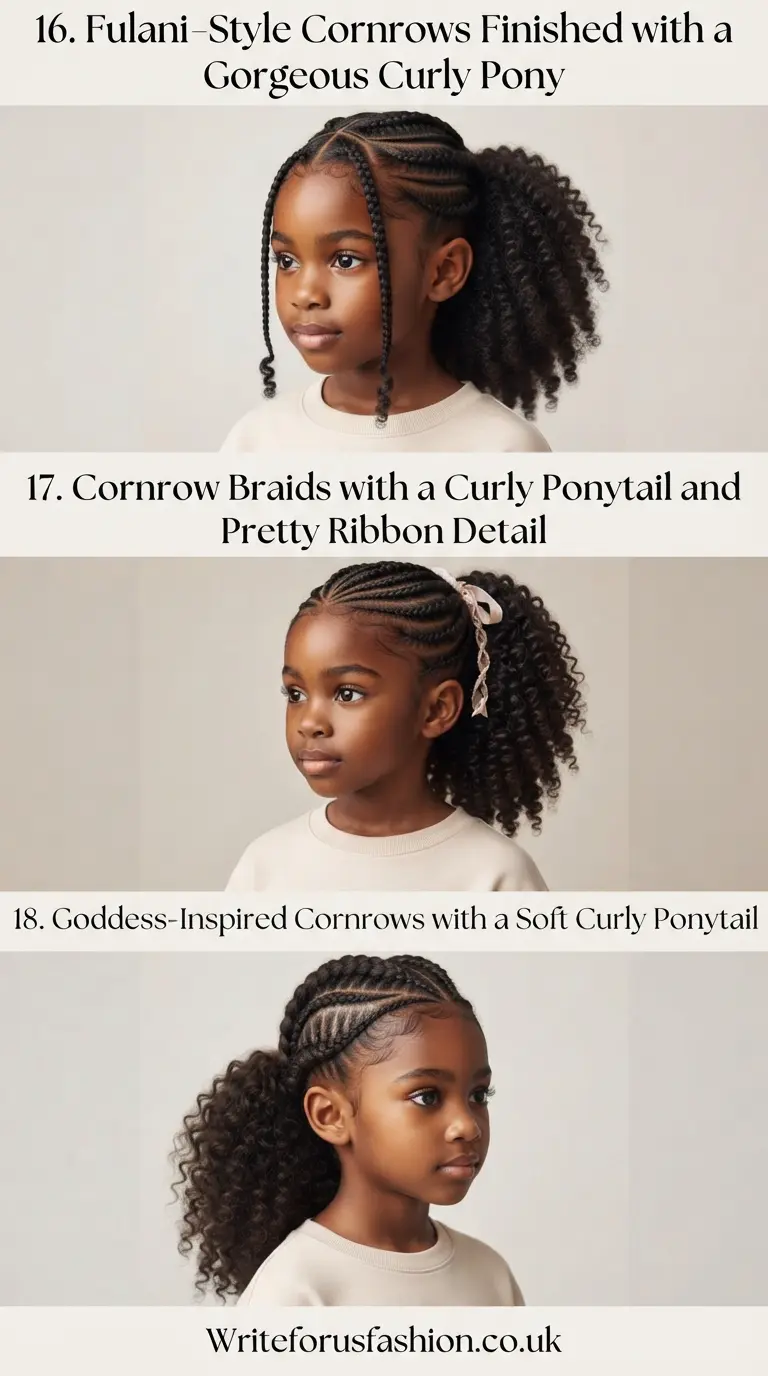 20 Adorable Little Girls Cornrows with Curly Ponytail Ideas 7 Little Girls Cornrows with Curly Ponytail Ideas last part