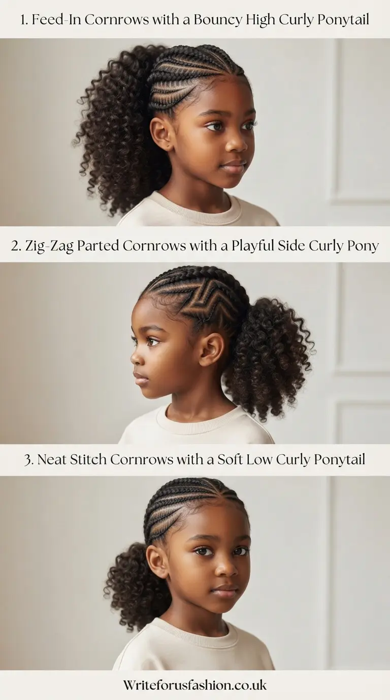 20 Adorable Little Girls Cornrows with Curly Ponytail Ideas 2 Little Girls Cornrows with Curly Ponytail Ideas part 1