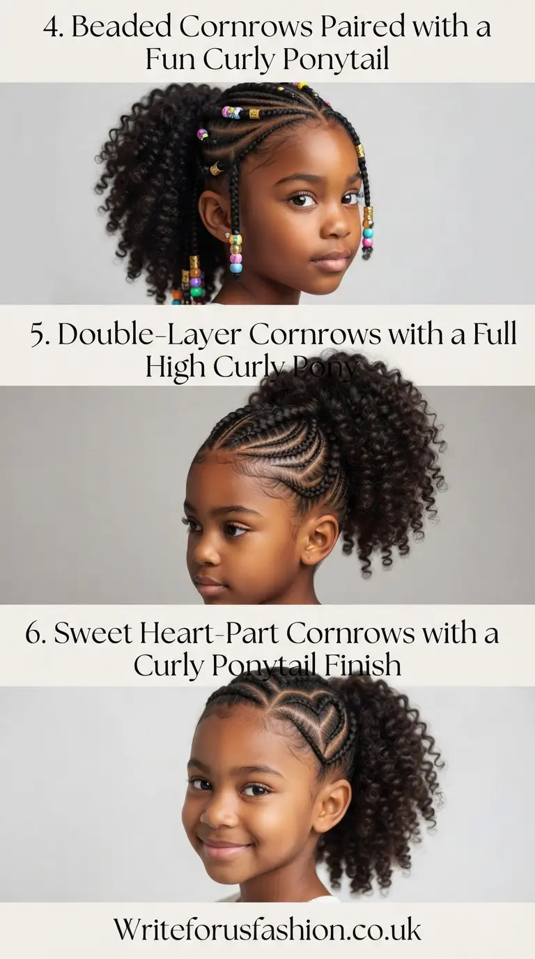 20 Adorable Little Girls Cornrows with Curly Ponytail Ideas 3 Little Girls Cornrows with Curly Ponytail Ideas part 2