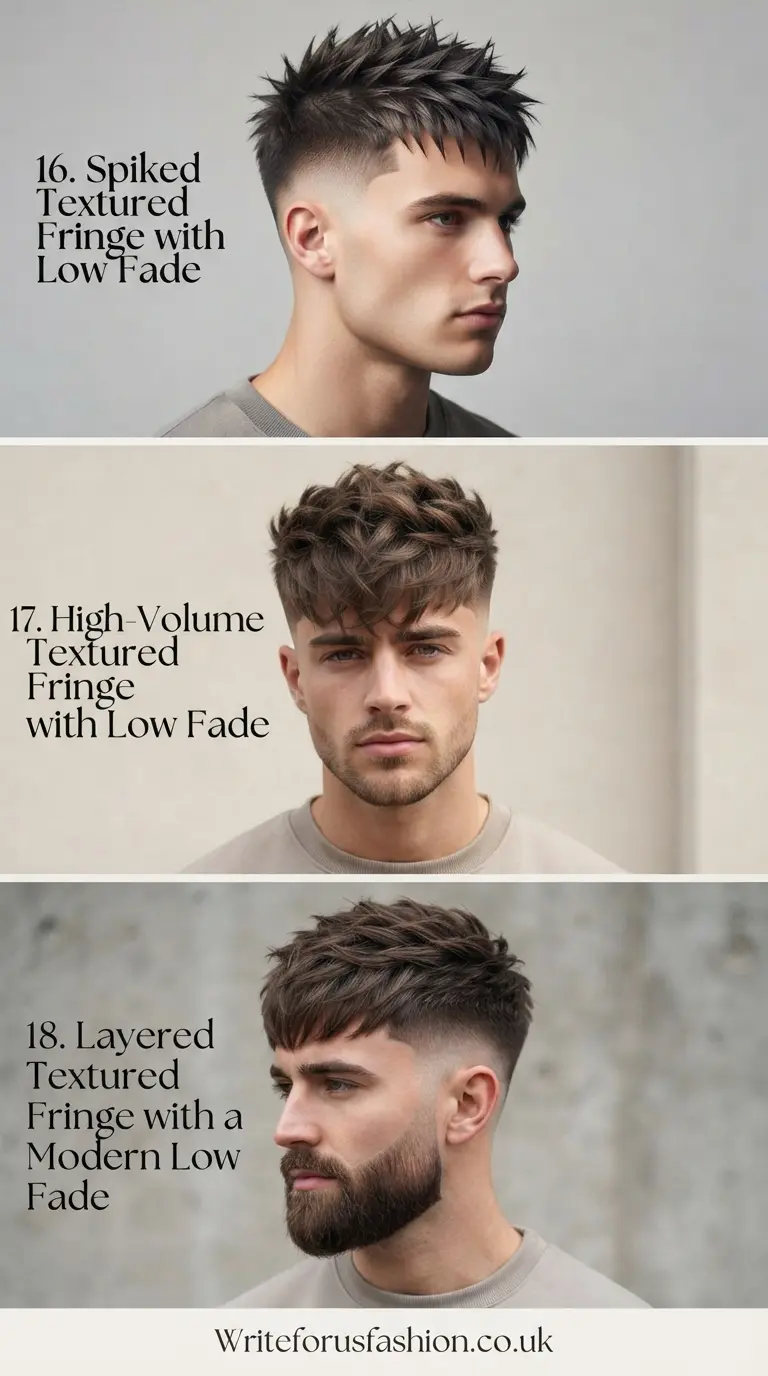 Low Fade with Textured Fringe Haircuts for Men Last Part