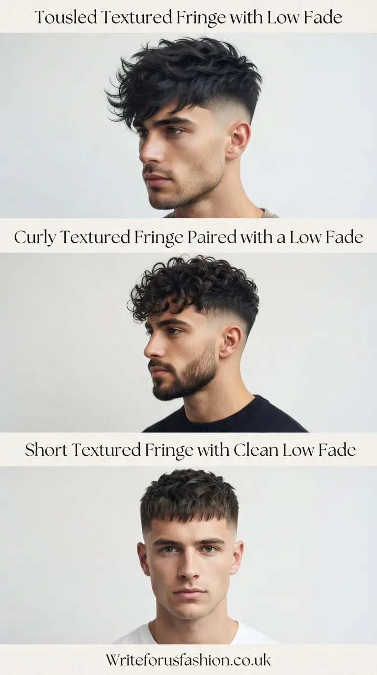 Low Fade with Textured Fringe Haircuts for Men 
