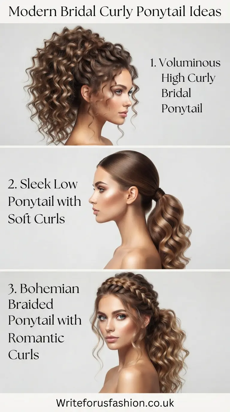 20 Gorgeous Modern Bridal Curly Ponytail Ideas for Brides 2 Modern Bridal Curly Ponytail Ideas part1