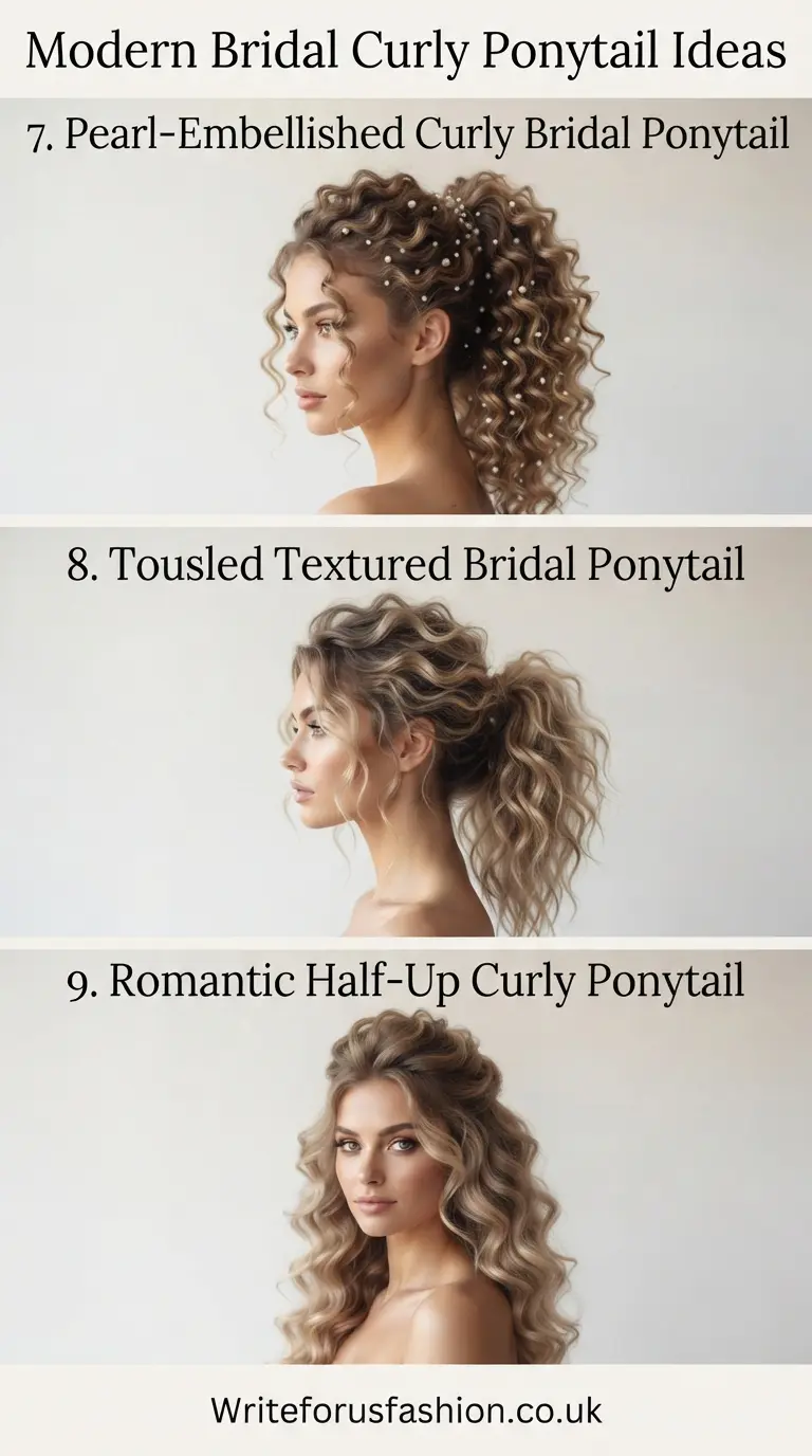 20 Gorgeous Modern Bridal Curly Ponytail Ideas for Brides 4 Modern Bridal Curly Ponytail Ideas part3