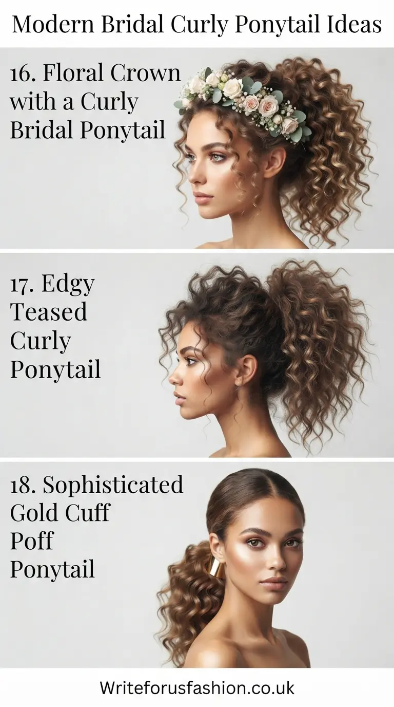 20 Gorgeous Modern Bridal Curly Ponytail Ideas for Brides 7 Modern Bridal Curly Ponytail Ideas part6