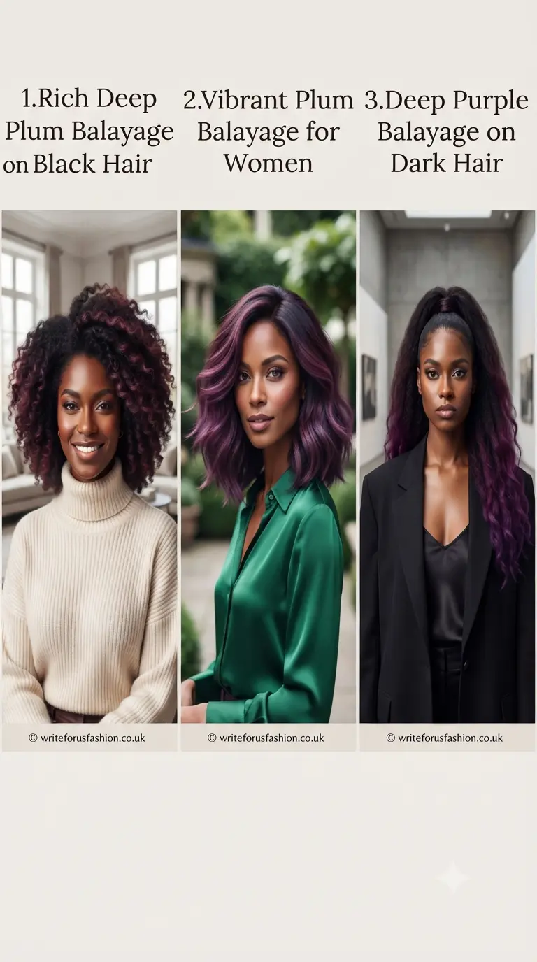 Plum Balayage Ideas for Black Hair Women  part 1