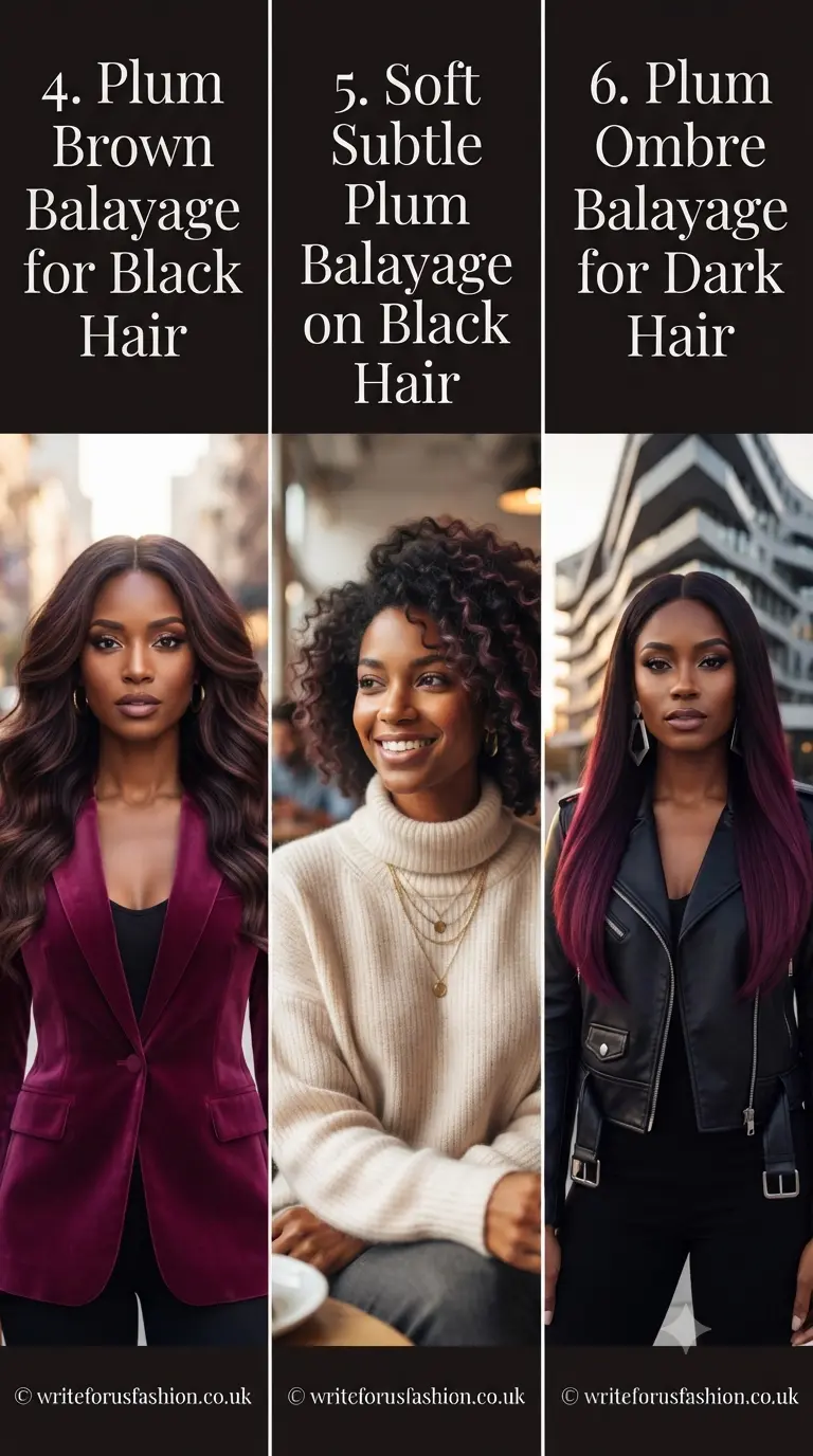 Plum Balayage Ideas for Black Hair Women part 2