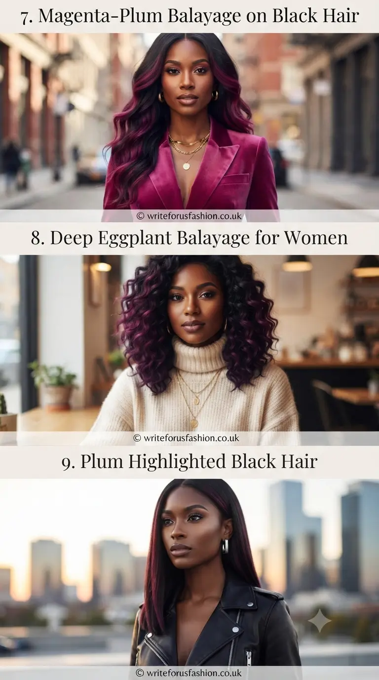 Plum Balayage Ideas for Black Hair Women  part 3