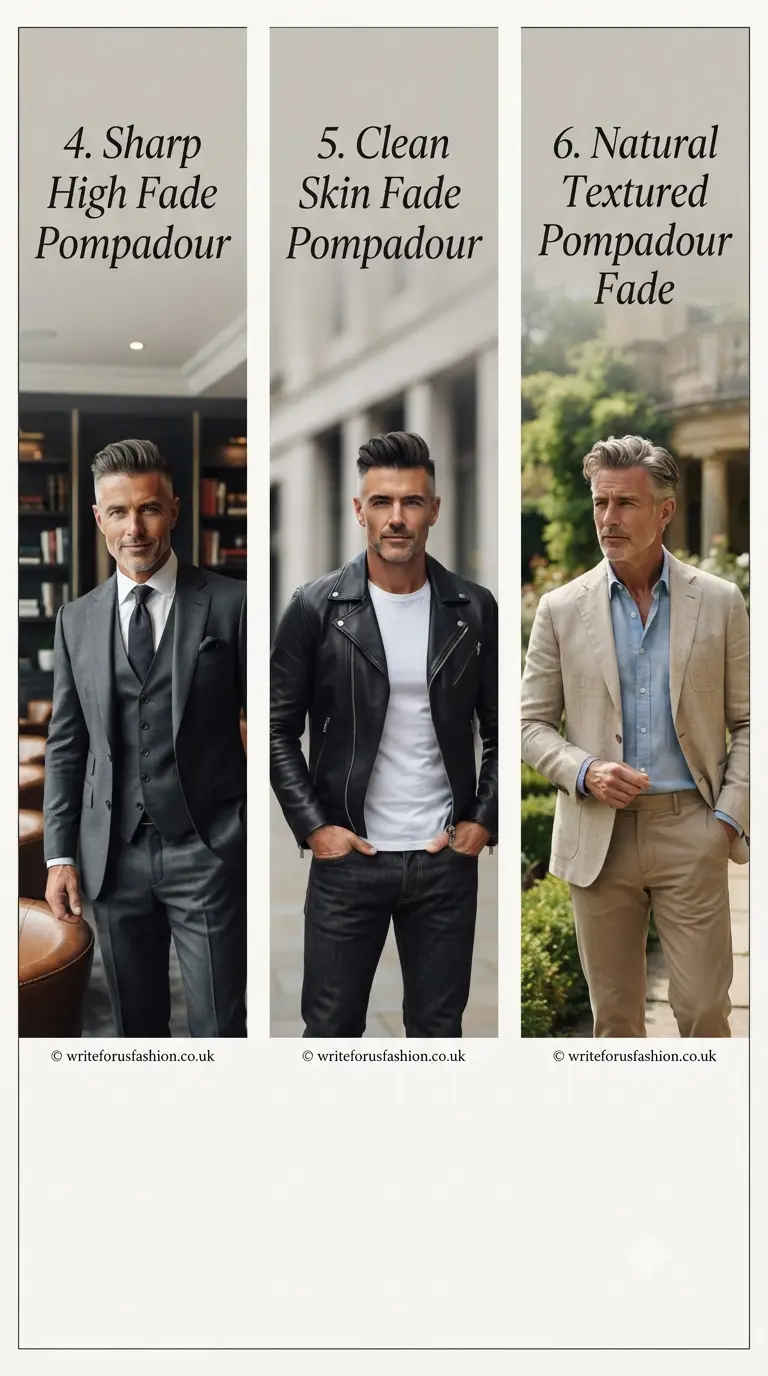 20 Sophisticated Pompadour Fade Hairstyles for Mature Men 3 Pompadour Fade Hairstyles for Mature Men part 2