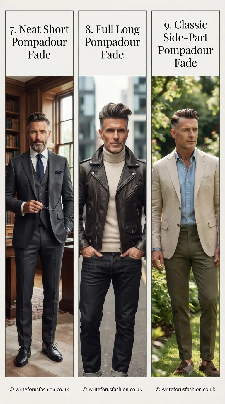 20 Sophisticated Pompadour Fade Hairstyles for Mature Men 4 Pompadour Fade Hairstyles for Mature Men part 3