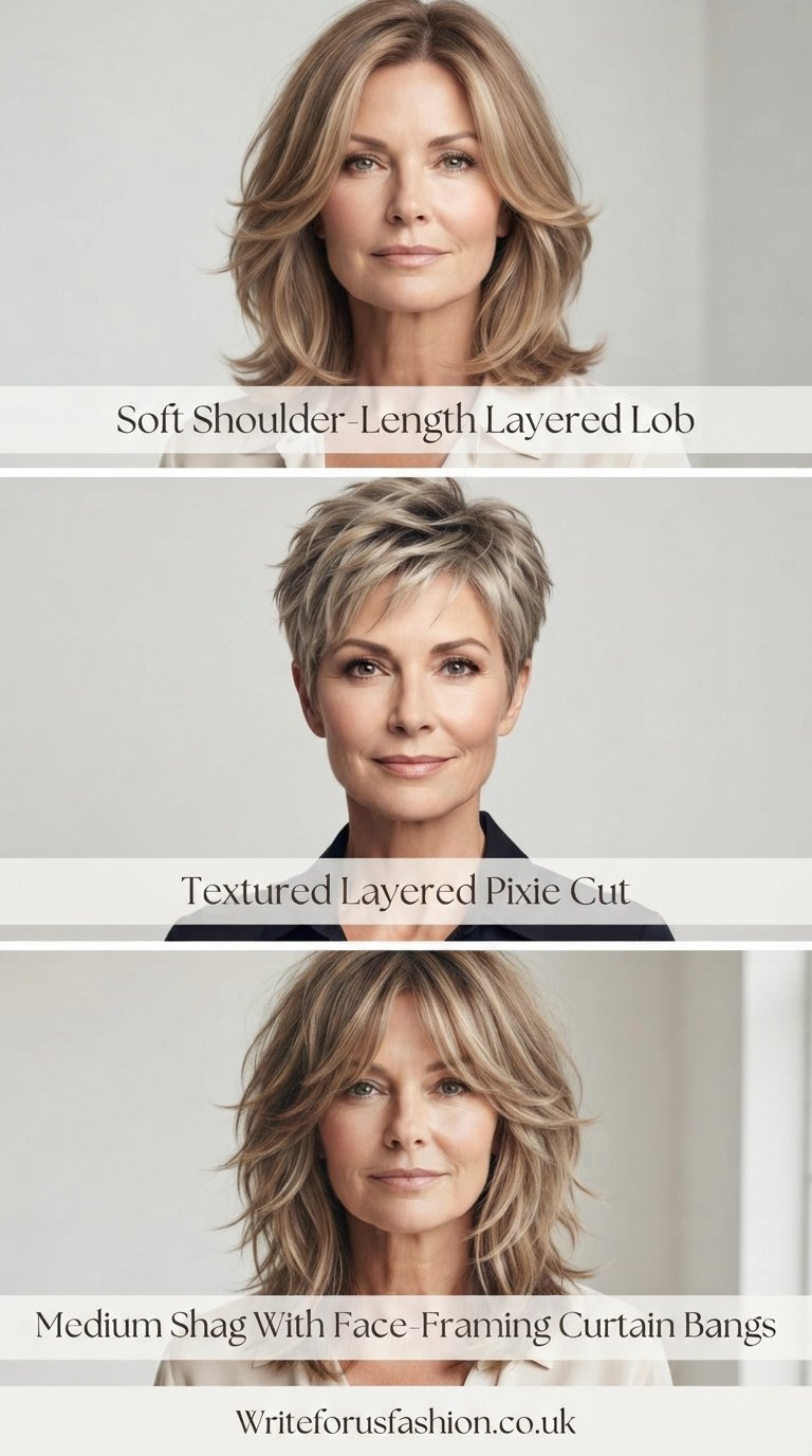 Layered Haircuts for Women Over 50 With Round Faces part1