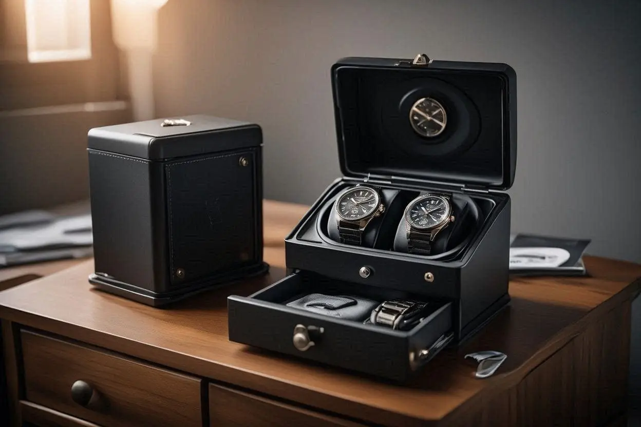 2 Watch Winder Black Edition with Extra Storage Area