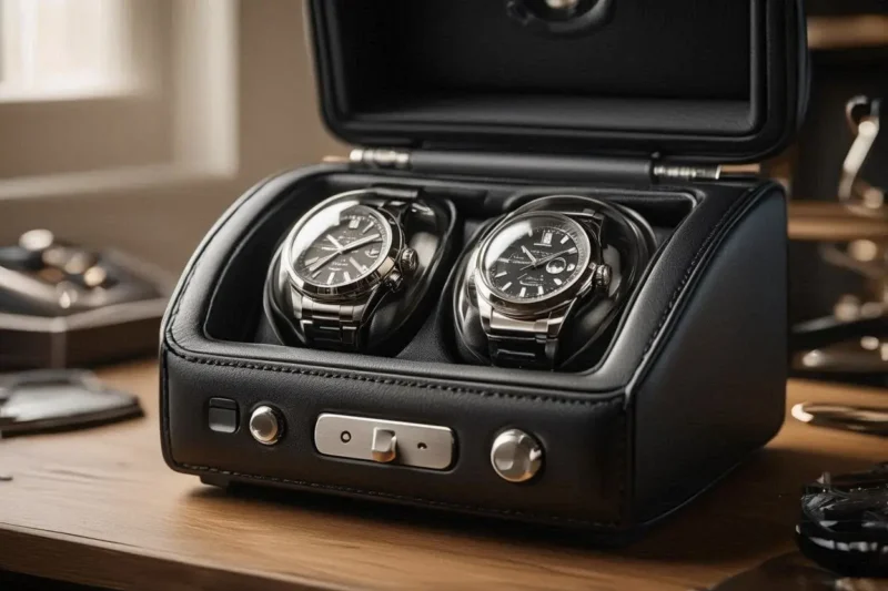 2 Watch Winder in Black Smooth Leather Is the Dressing Table Upgrade Your Collection