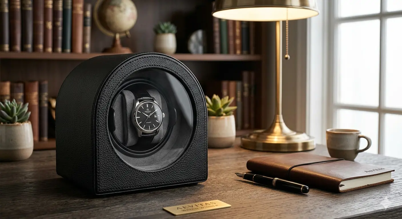 Single Watch Winder Black Leather Grey Lining Review