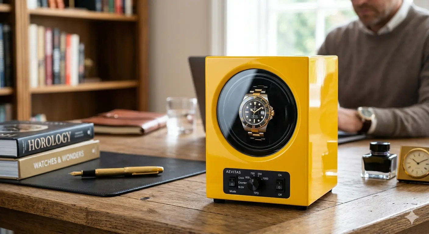 Single Watch Winder in Yellow Piano Lacquered Finish by Aevitas Review