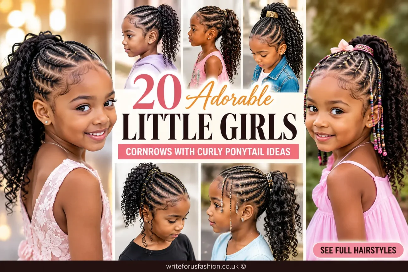 Little Girls Cornrows with Curly Ponytail Ideas