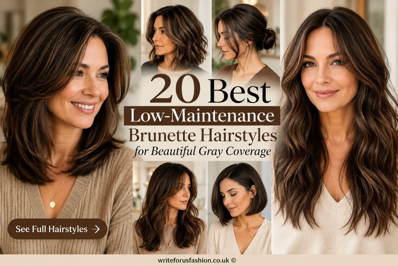 Low-Maintenance Brunette Hairstyles for Beautiful Gray Coverage