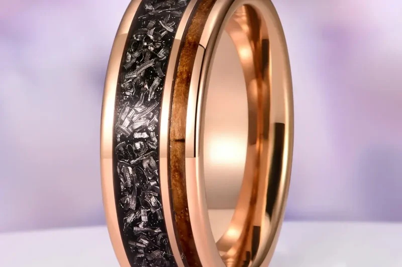Meteorite Inlay Tungsten Rings